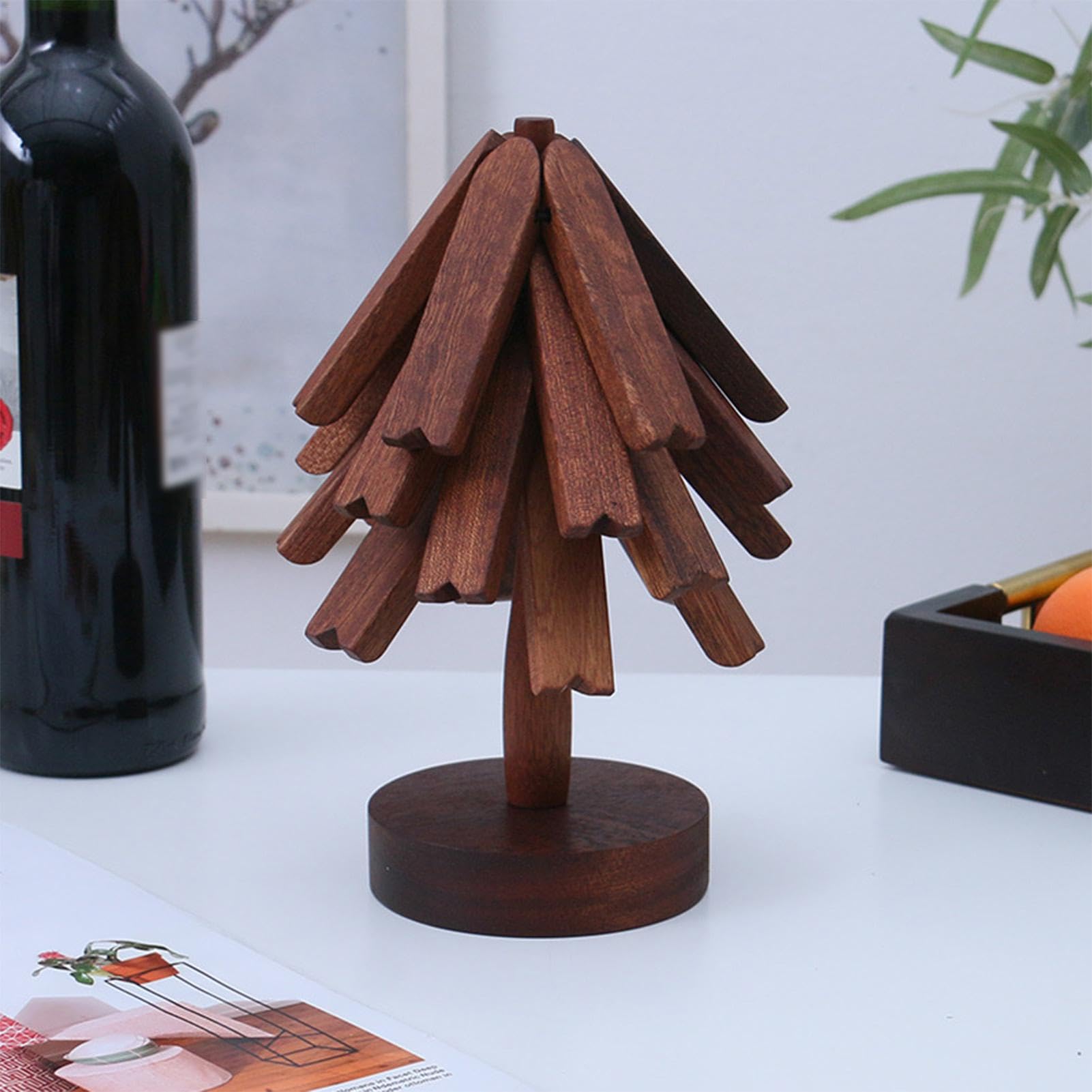 Dessous de plat en bois pour plats chauds, dessous de plat pour poêles chaudes en bois avec d'arbre, tapis chaud multifonction, dessous de verre en bois en forme d'arbre résistant à la chaleur | chaudes en bois avec d'arbre, tapis chaud multifonction, des