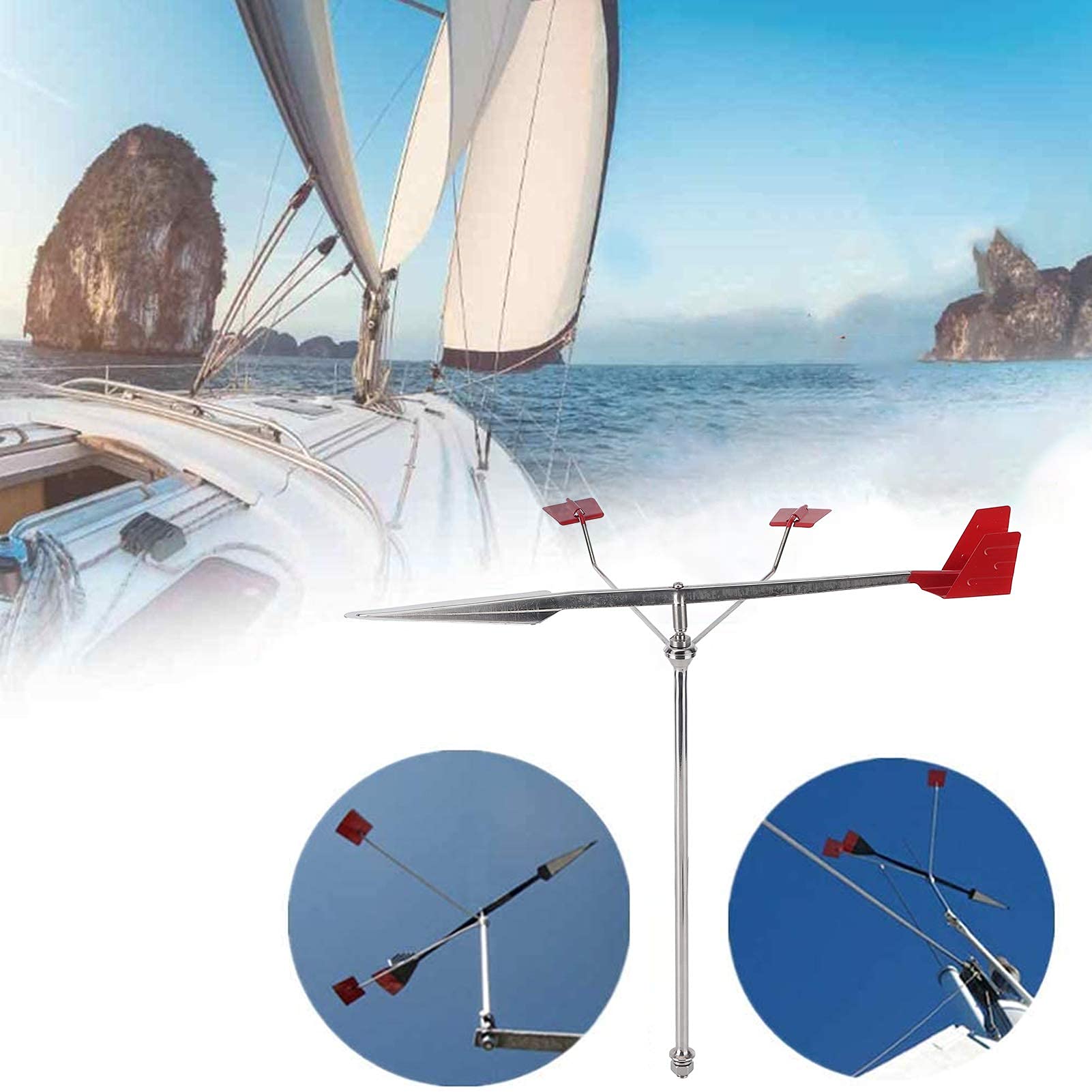 Windfahne, Marine Wetterfahne Universelle Windrichtungsanzeige 304 Edelstahl Bootsdeck Hardware Ornamente Wetterinstrumente Dekofigur Wetterfahne mit Halterung Für Yachten Booten Hof Terrasse Dach