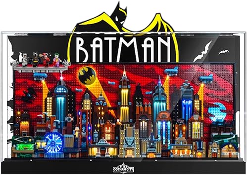 One-Piece Acrylic Display Case for Lego 76271 Gotham City Animation Building Set,Clear Display Case, Dust-Proof Display Case Compatible with Lego 76271 Only Display Case Background