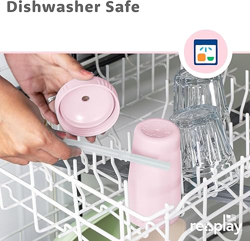 Miniatura 7 de Re Play Hecho en Estados Unidos paquete de 4 vasos con sorbetes de silicona con bloqueo hecho de envases de leche reciclados pesados y ecológicos y