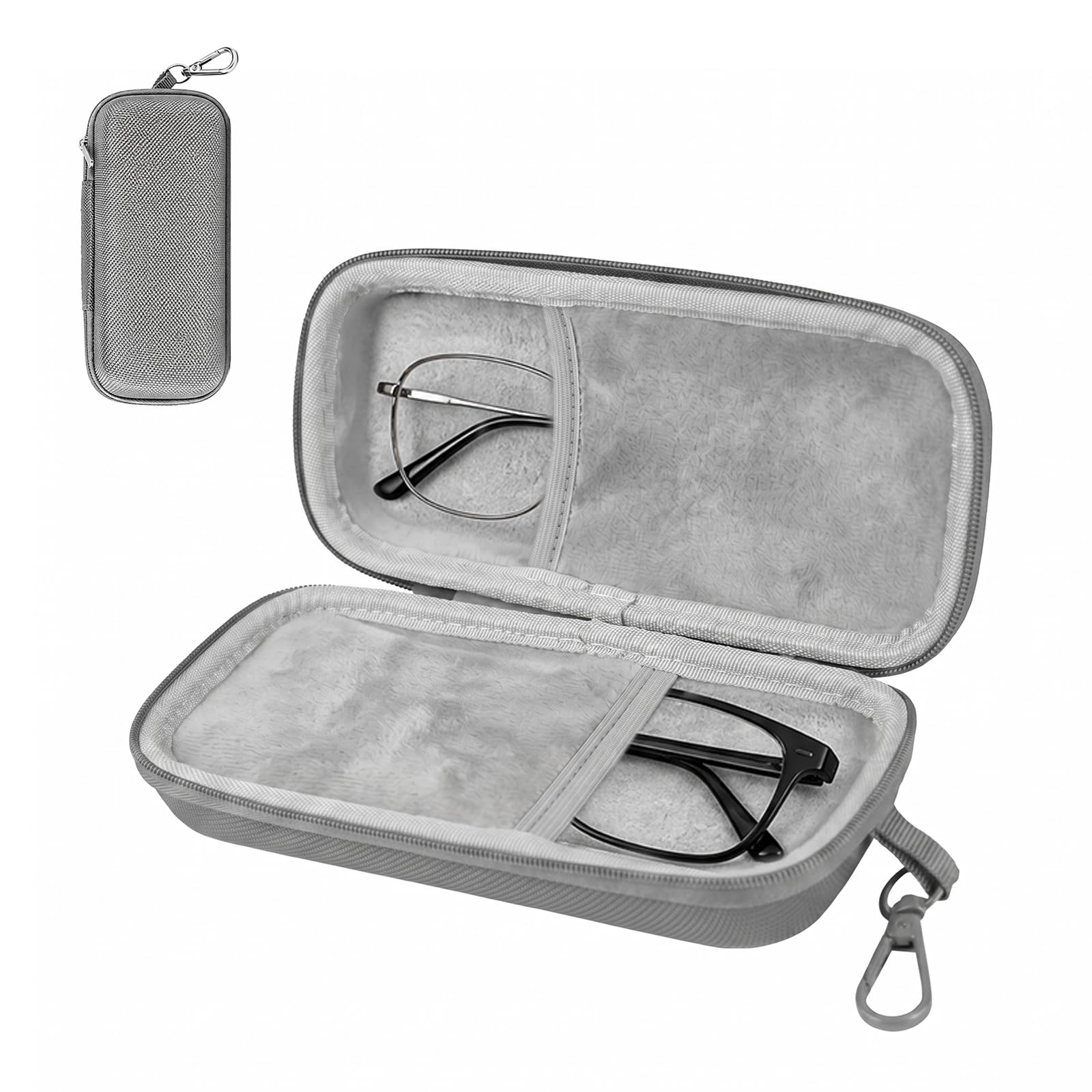 Hounyou 2 Pcs Double Eyeglasses Case, Hard Shell Portable Dual Glasses Case with Zipper Closure for Travel