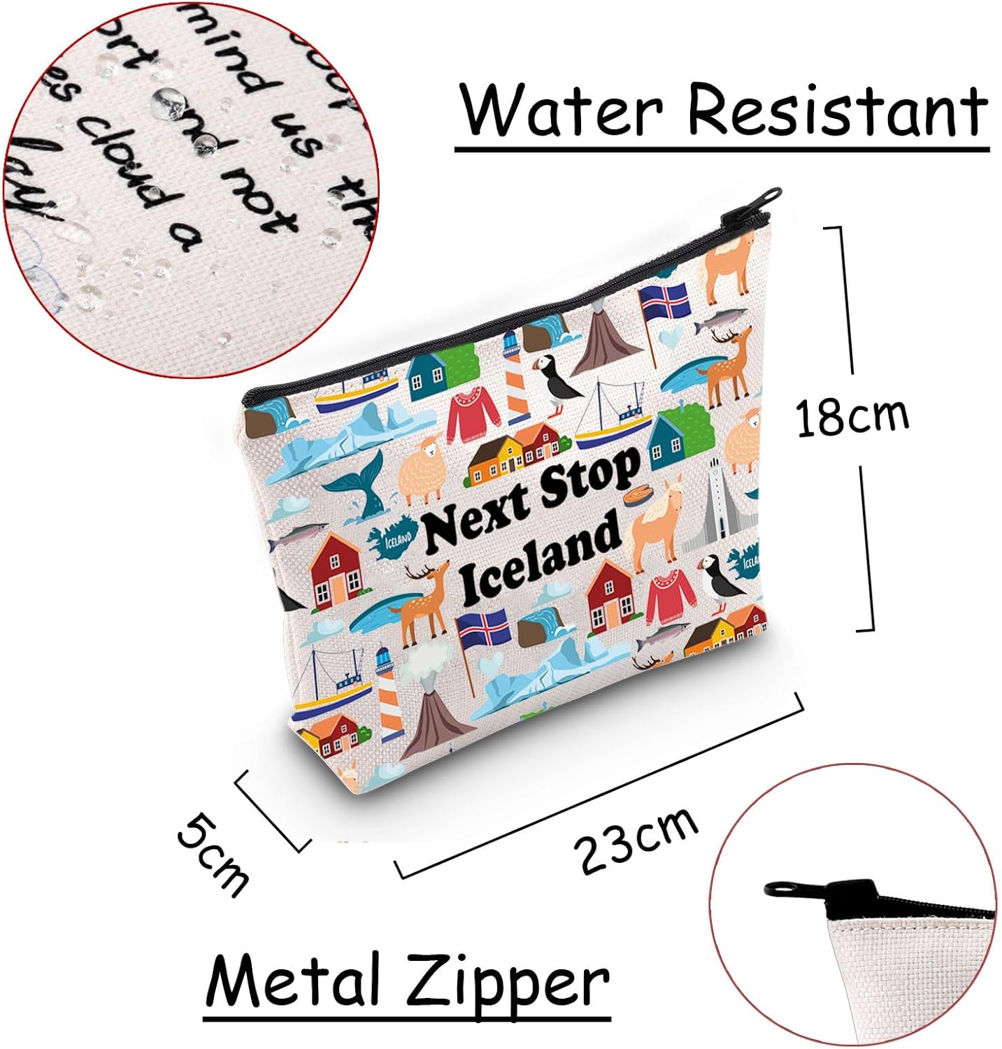 JXGZSO Iceland Travel Gift Next Stop Iceland Cosmetic Bag Iceland Travel Pouch Bag Iceland Vacation Makeup Bag Traveler Gift - Image 2
