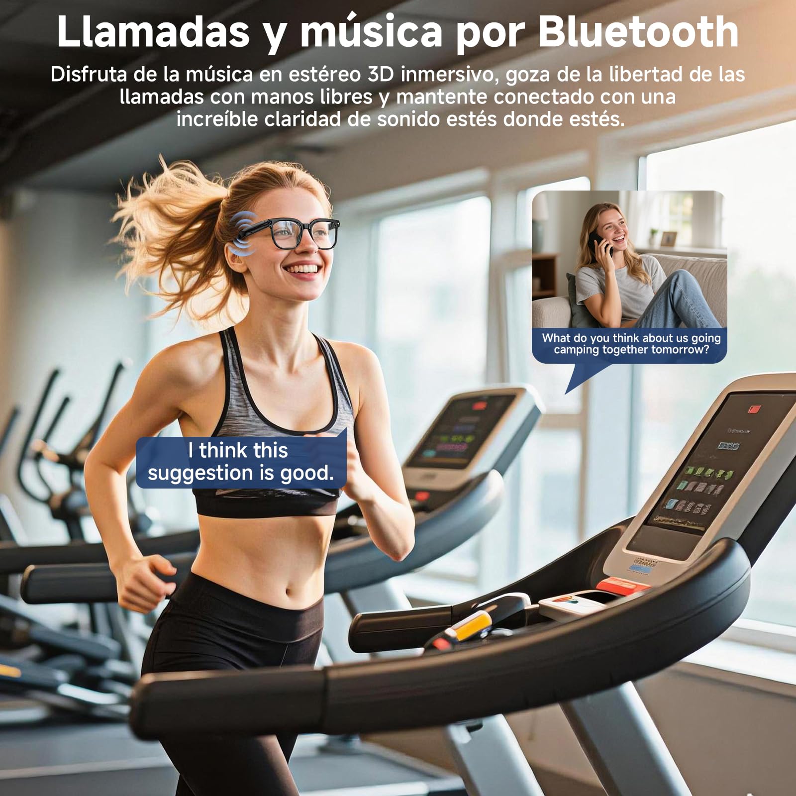 Gafas Inteligentes IA, Smart Glasses con Camara 4K, Dos Pares de Lentes, vídeo HD 1080p y Grabación de Audio con Estabilización de Imagen, Reproducción de Música y Traducción en Tiempo Real