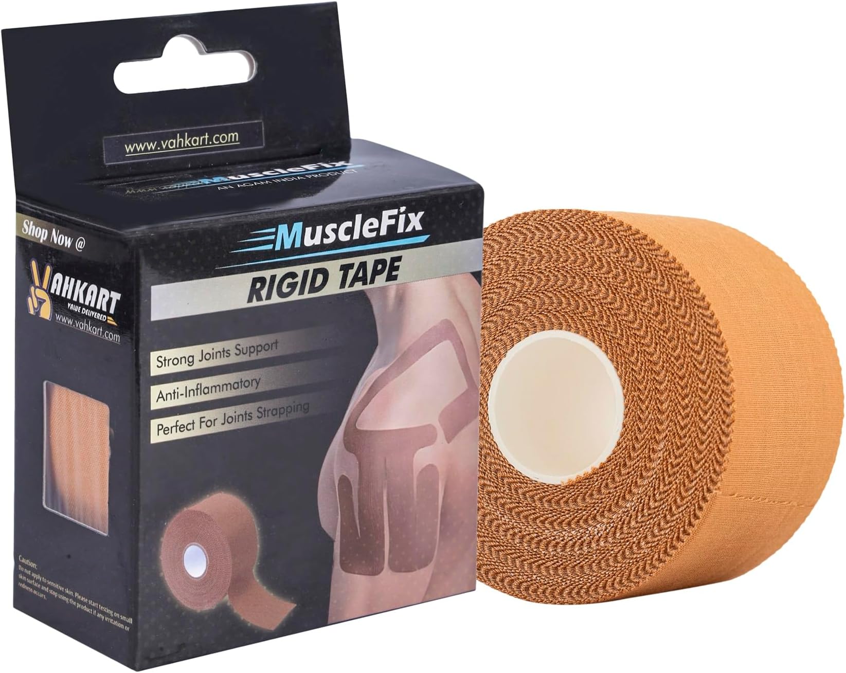 Rigid Tape (3.8 cm * 13.7 m) for Ankle & Wrist joint Support, Blister Prevention, Strapping Non-Elastic Tape (1)
