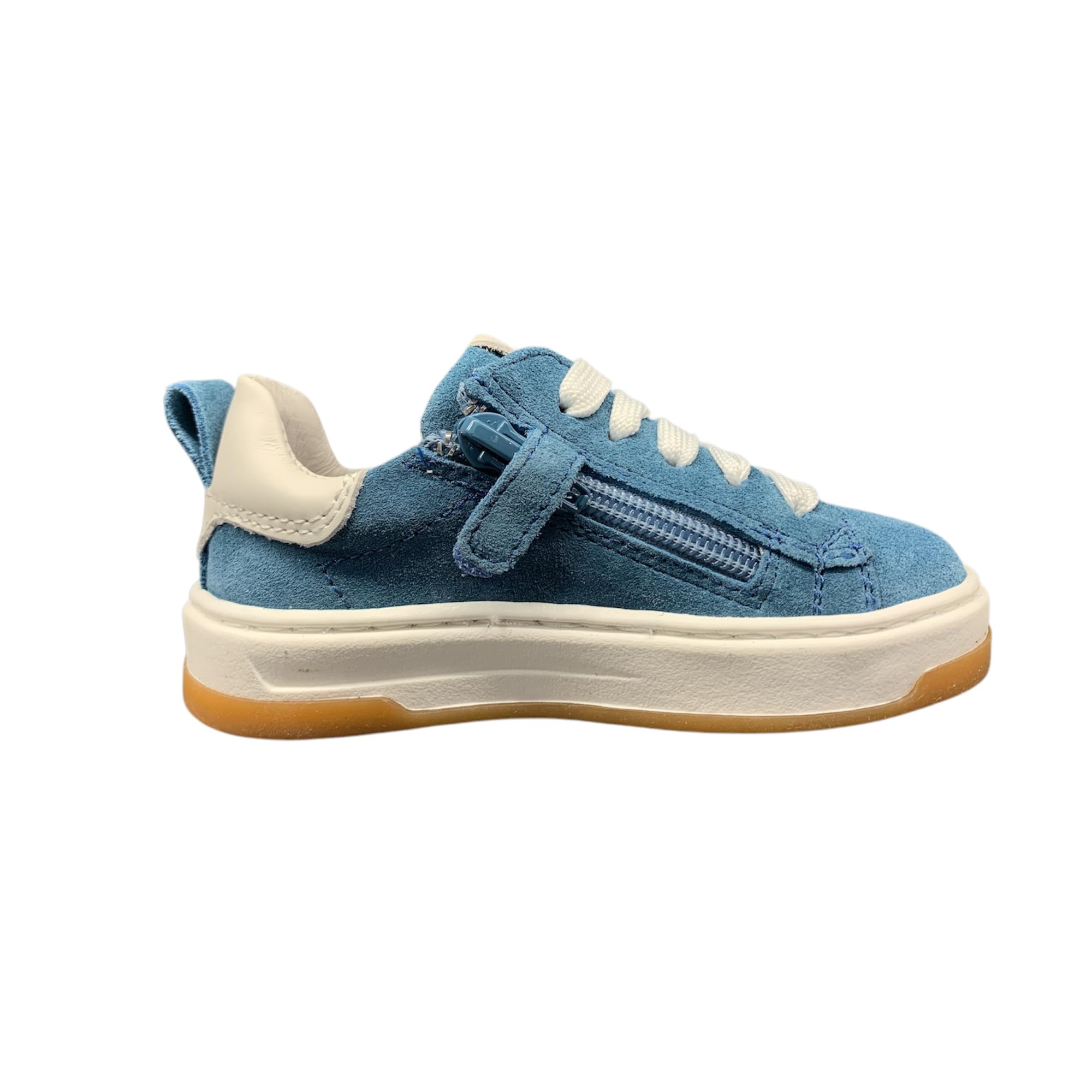 Balducci Sneakers Scarpe per Bambini, Suede Azzurro e Bianco,Lacci e Zip Laterale, Plantare Fisiologico Numeri dal 24 al 30
