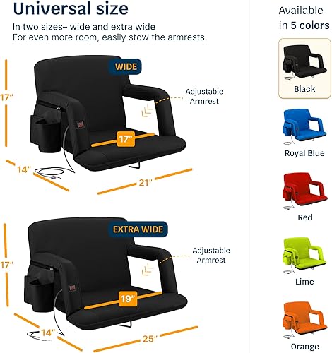 Miniatura 6 de Alpcour Asiento de estadio plegable con calefacción, silla reclinable de lujo con respaldo y soporte de brazo, extra grueso, ligero e impermeable
