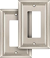 HenneBery Sunken Pearls Decorative Switch Plate Covers - Heavy Duty Satin Nickel Wall Plates, Outlet Covers, 2 Pack Single Decorator
