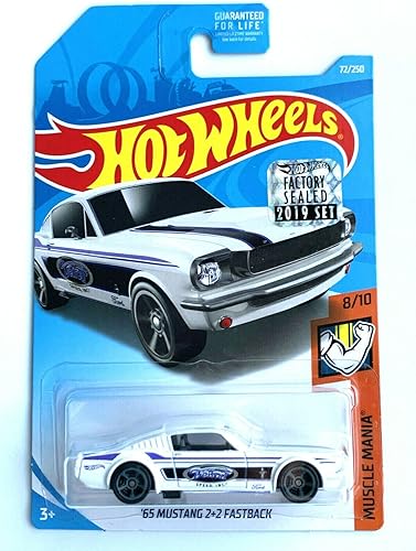 DieCast Hot Wheels '65 Mustang 2+2 Fastback (blanco) - Muscle Mania 810 (2019 sellado de fábrica)