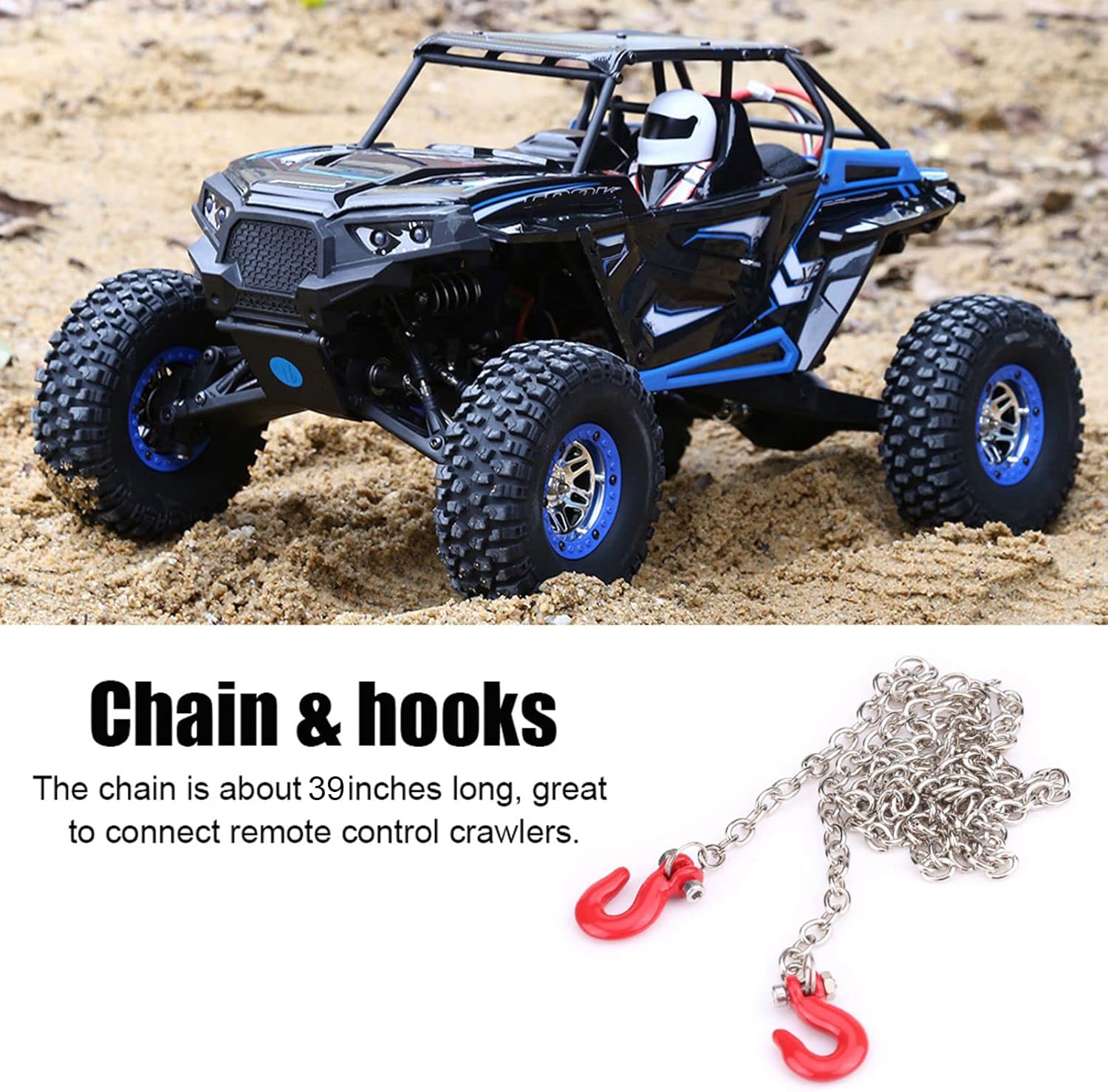 Oumefar RC Trailer Chain Hooks, Mini Metal Trailer Hook & Chain RC Trailer Tow Hooks Accessories with Chain for SCX10 D90 1:10 RC Crawler Climbing Car