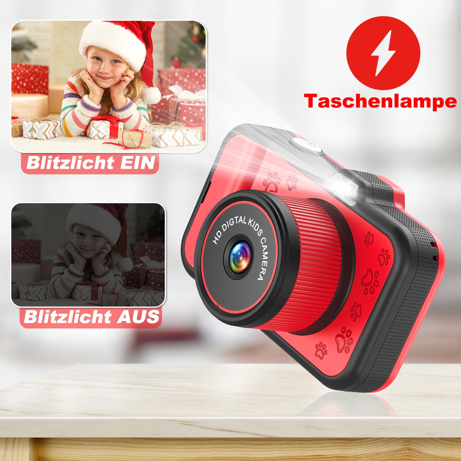 Kinderkamera | 3,5 Zoll großer Bildschirm | 360° drehbares Zoomobjektiv | 1080P HD Kamera für Kinder mit Selfie | LED-Blitz | SD-Karte 32G | Geschenk für Mädchen und Jungen 3 4 5 6 7 8 9 10 11 12