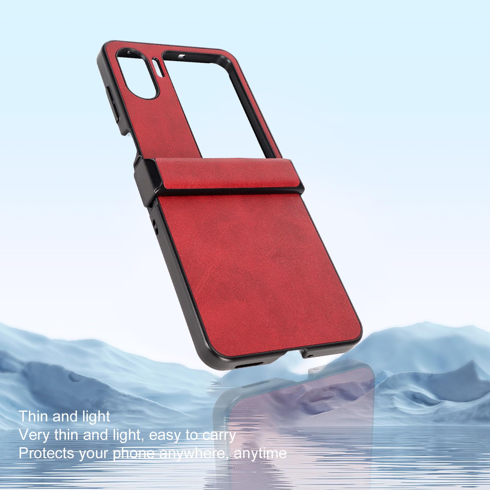 Cocoarm Fodera in Similpelle a Conchiglia per Oppo Find N2 Flip (rosso)
