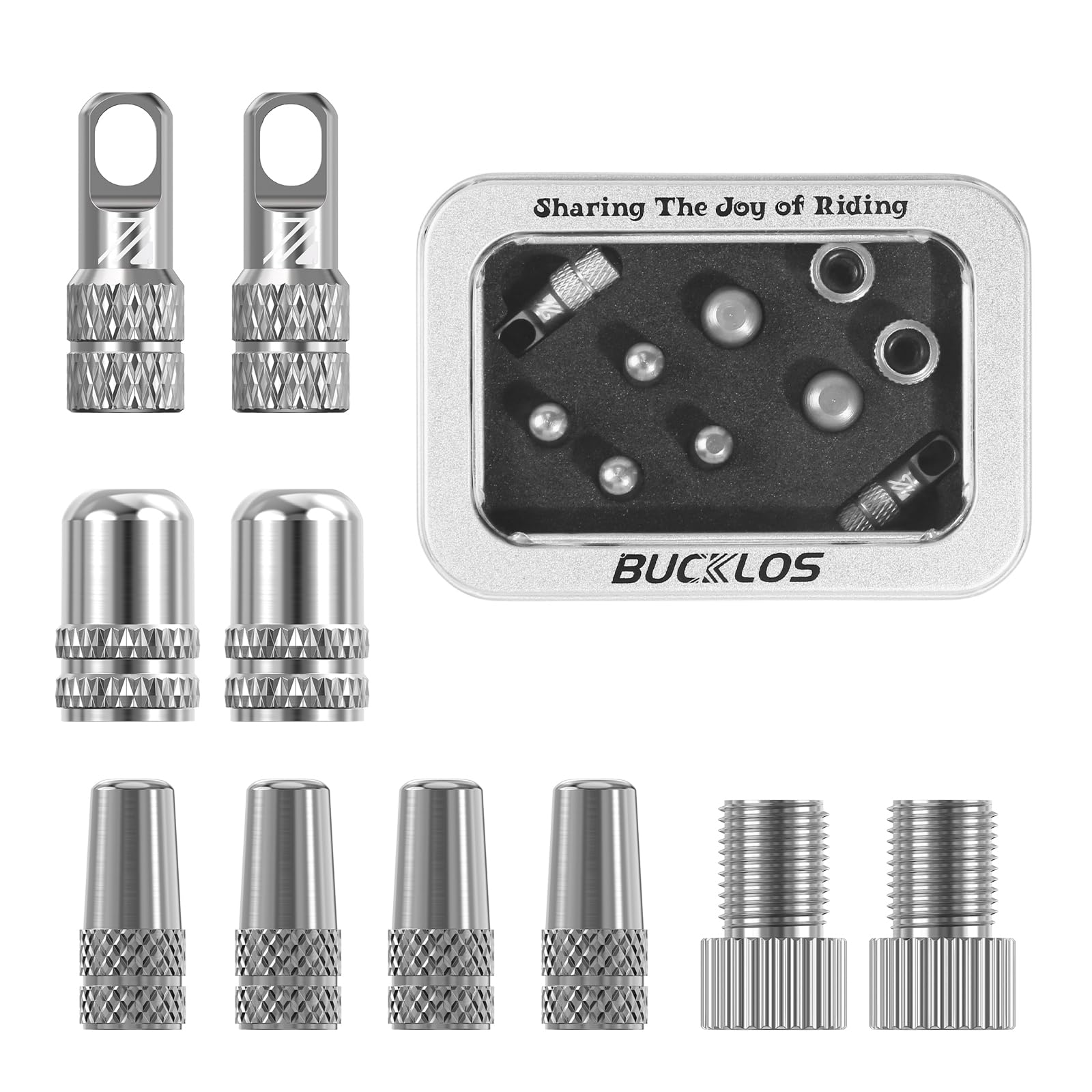 BUCKLOS Bike Tire Valve Stem Cap Set Presta and Schrader Valve Caps 10PCS