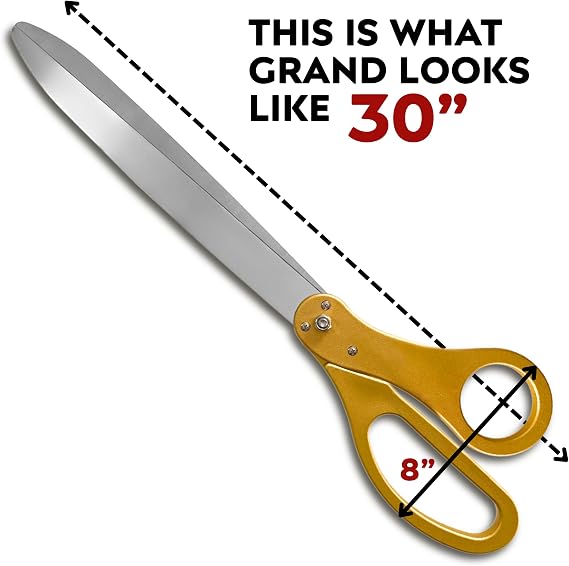 Extra Large Grand Opening Scissors 30 Inch Gold Ceremonial Scissors for Ribbon Cutting Grand Opening Golden Shears for Special Event Giant Shears Gold for Inauguration and Ceremony