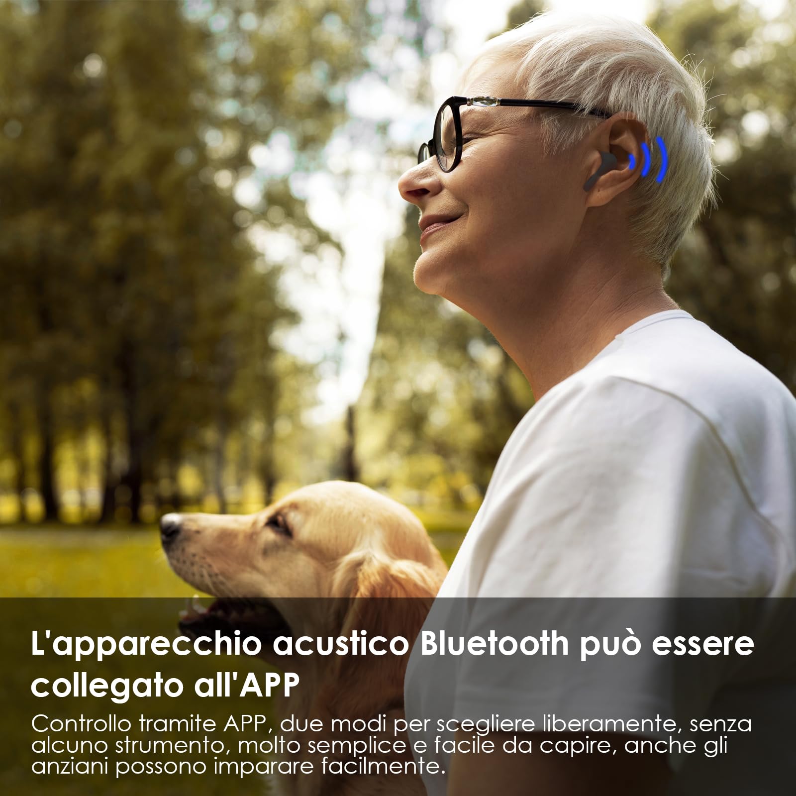 Britzgo Appareil rechargeable avec annulation intelligente du bruit et Bluetooth pour personnes âgées et adultes (A3-Blanc)