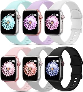 AMSKY 6 Stück Silikon Sport Band Kompatibel mit Apple Watch Armband
