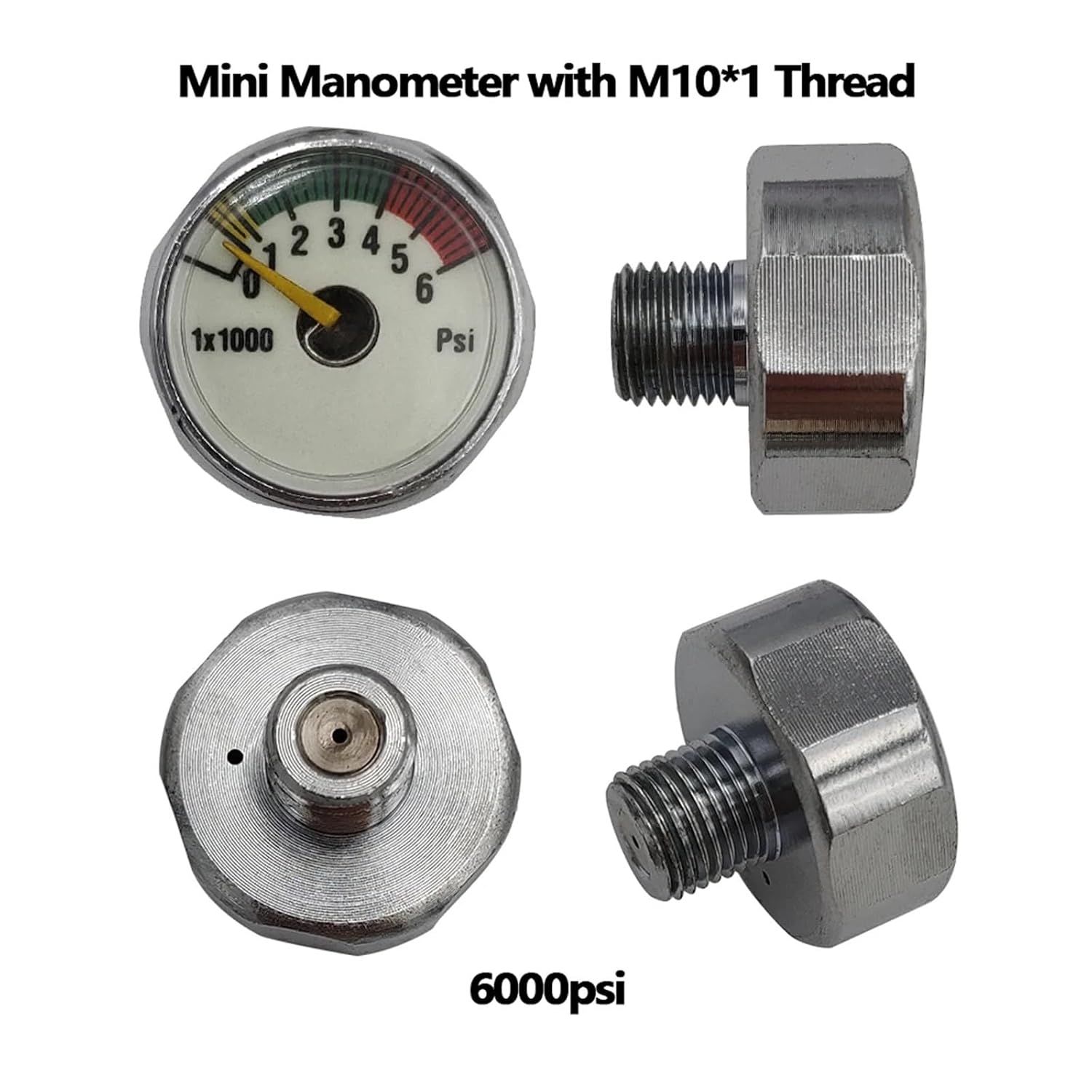 Air Mini Micro Pressure Gauge Manometer M10*1 Threads 600PSI/3500PSI Bull /4000PSI/4500PSI/5000PSI/6000PSI/30/40Mpa for Cricket(3500psi Bull)