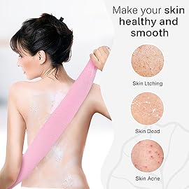 Yiclick Exfoliating Washcloth Towel, Japanese Exfoliating Bath Wash Cloth for Body Exfoliation, Korean Back Scrubber Washer for Shower, African Net Sponge Brush Loofah Exfoliator (Pink)