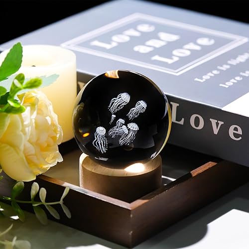 Miniatura 2 de Bola de cristal de medusa 3D de 2.36 pulgadas, regalos para mujeres, novia, bola decorativa de cristal K9, figura grabada de medusa, pisapapeles con