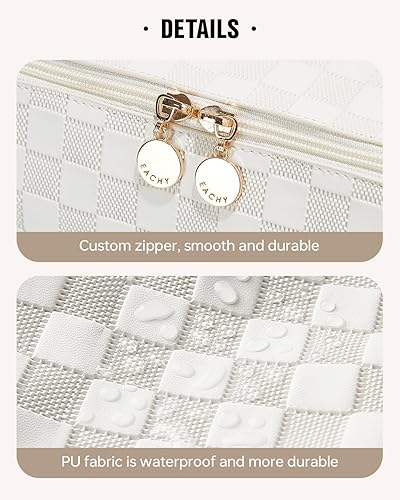 Miniatura 93 de EACHY - Bolsa de maquillaje de viaje, bolsa de cosméticos de gran capacidad para mujeres, portátil, impermeable, bolsa de aseo plana abierta