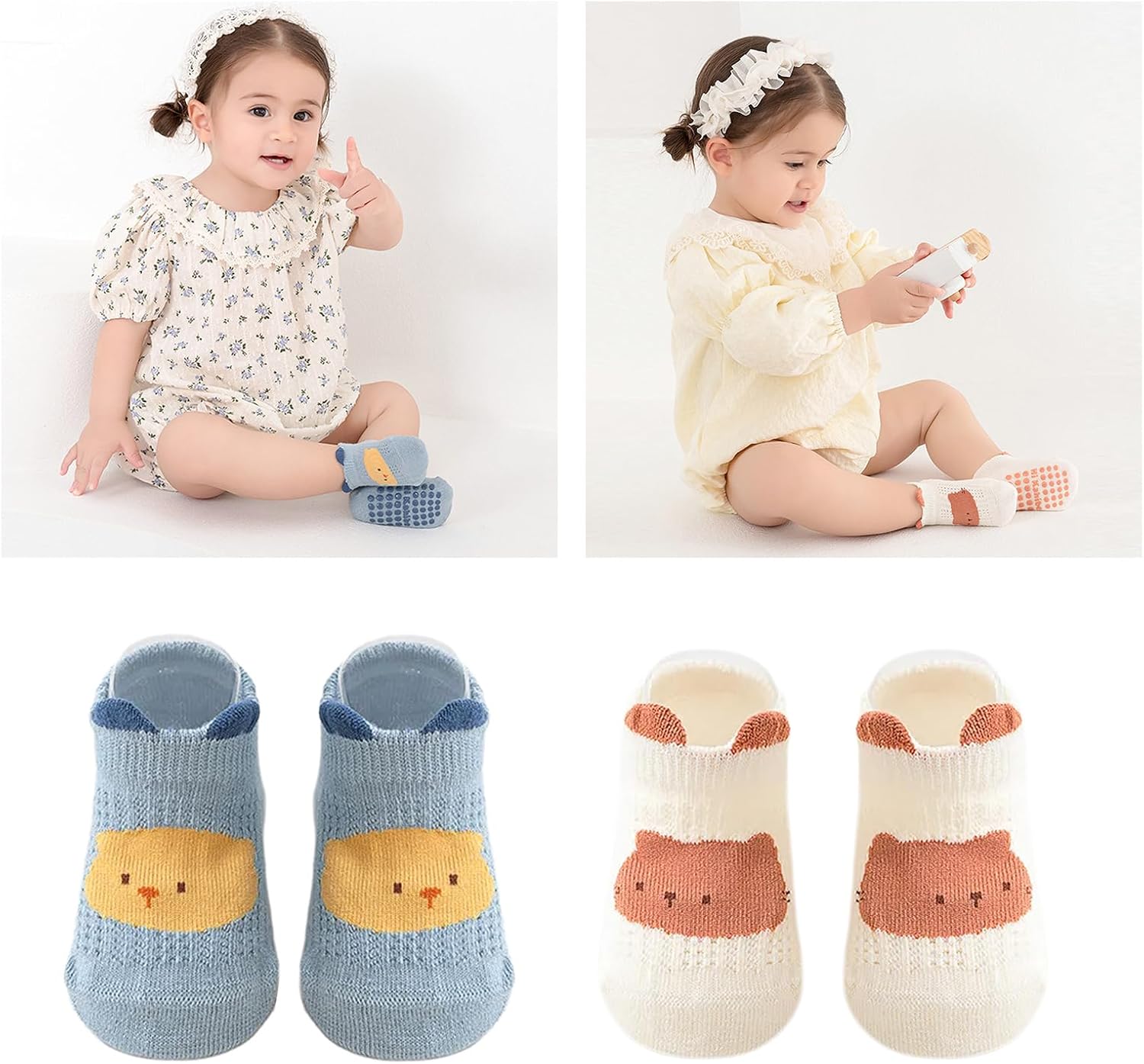 Toddler Socks, Cotton Socks Baby Ankle Sock Toddler Breathable Grip Sock with Anti Skid Soles for Unisex 0-5 Years