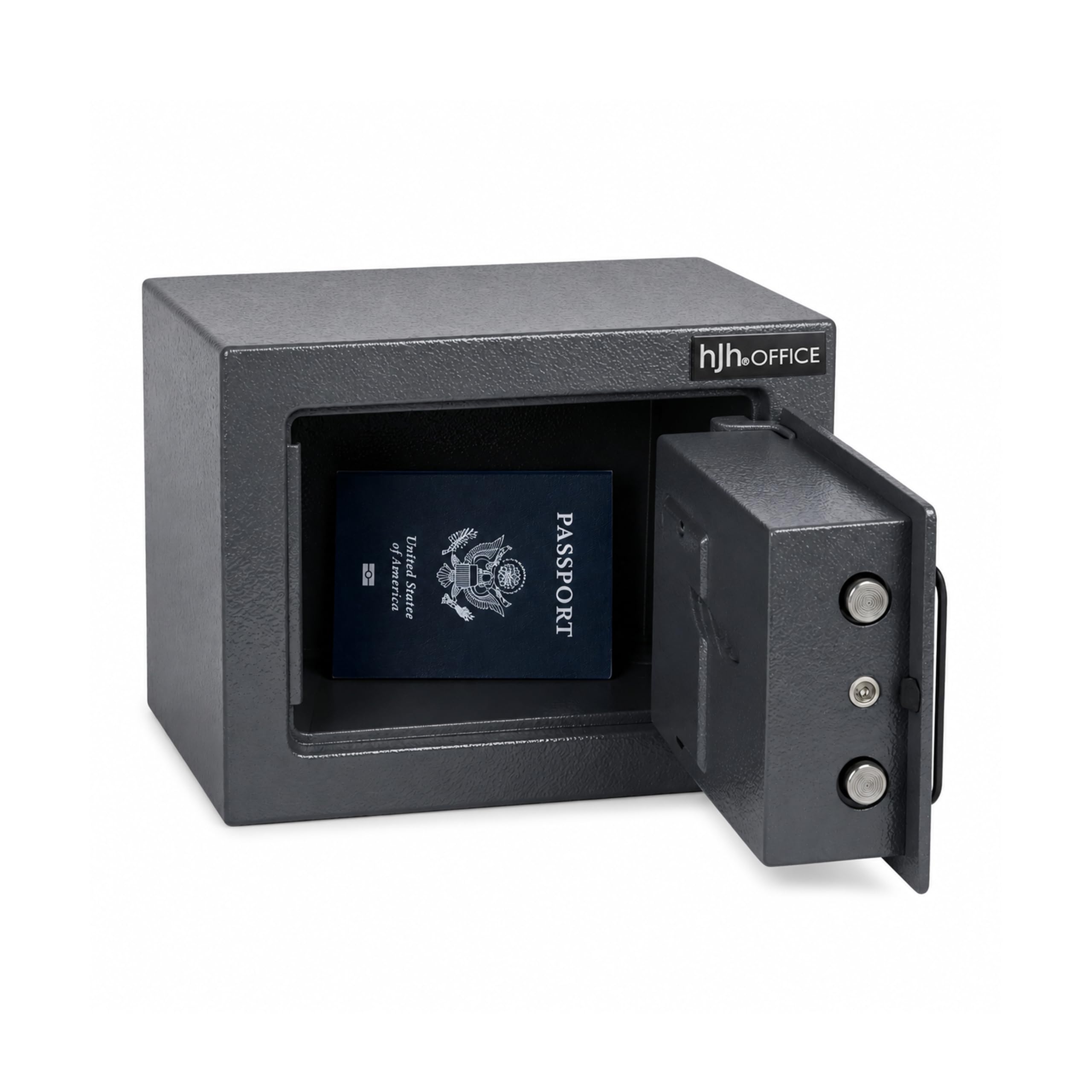 hjh OFFICE Tresor Compact Mini, sejf meblowy ze stali 23 x 17 x 17 cm | 6 litrów, elektroniczny sejf z regulowanym kodem PIN, w zestawie 2 klucze