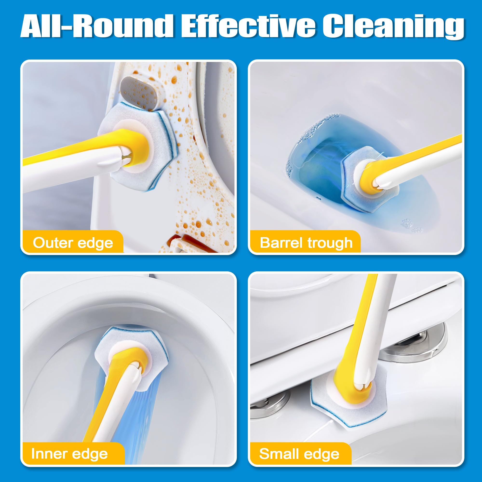 DALIPER Brosse WC Jetable Avec 40 Recharges - Nettoyage Mural Compact, Manche Long Ergonomique, Support Inclus