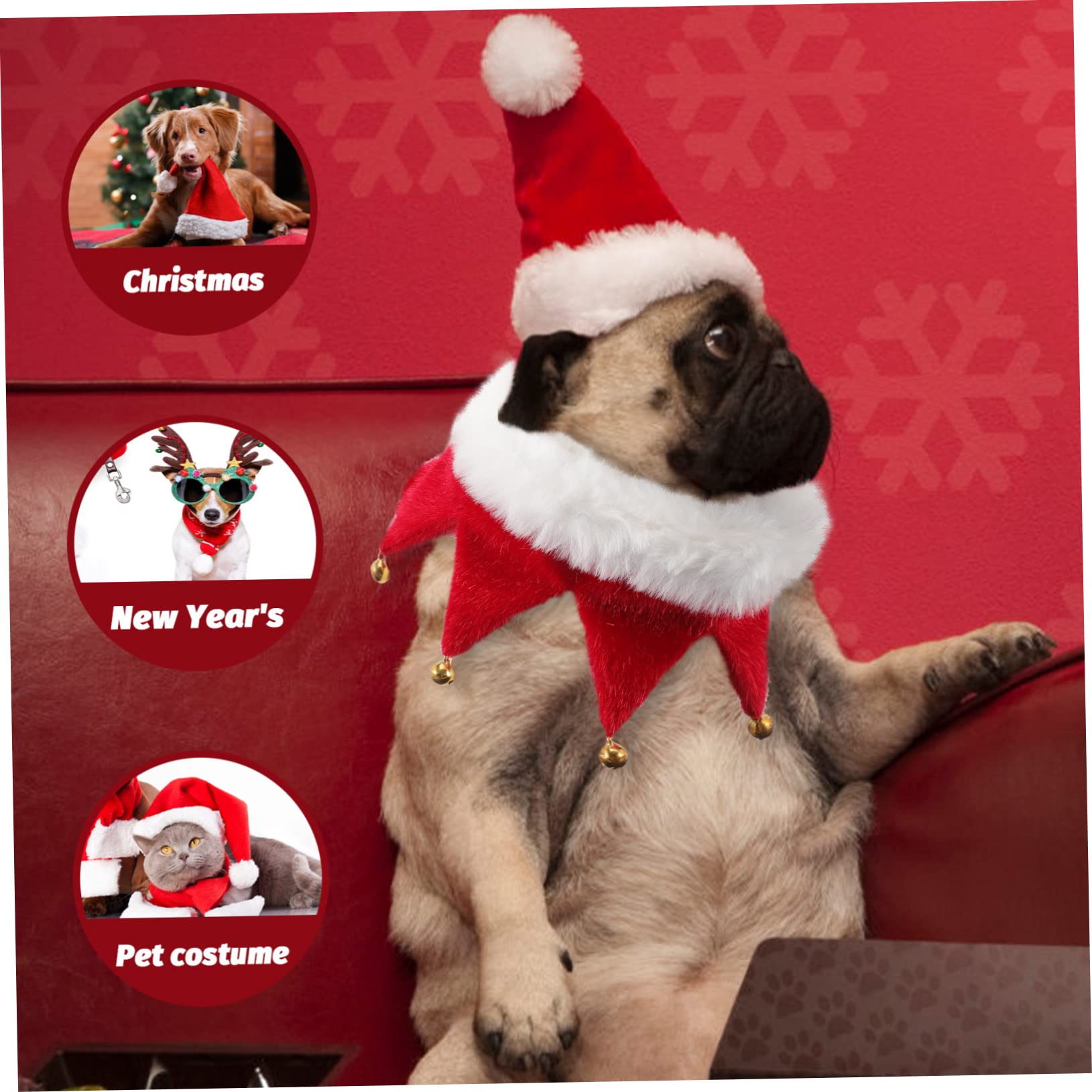 Sosoport 3pièces Collier De pour Animaux avec Clochettes Accessoire pour Chiens Et Écharpe De Fête pour Célébrations Photos