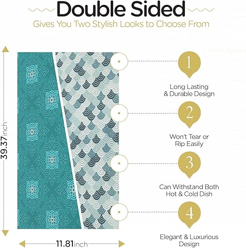 Miniatura 5 de Fennoma Hotrun - Salvamanteles 2 en 1 y asas decorativas para camino de mesa que calientan hasta 356 F, antideslizantes, impermeables y convenientes