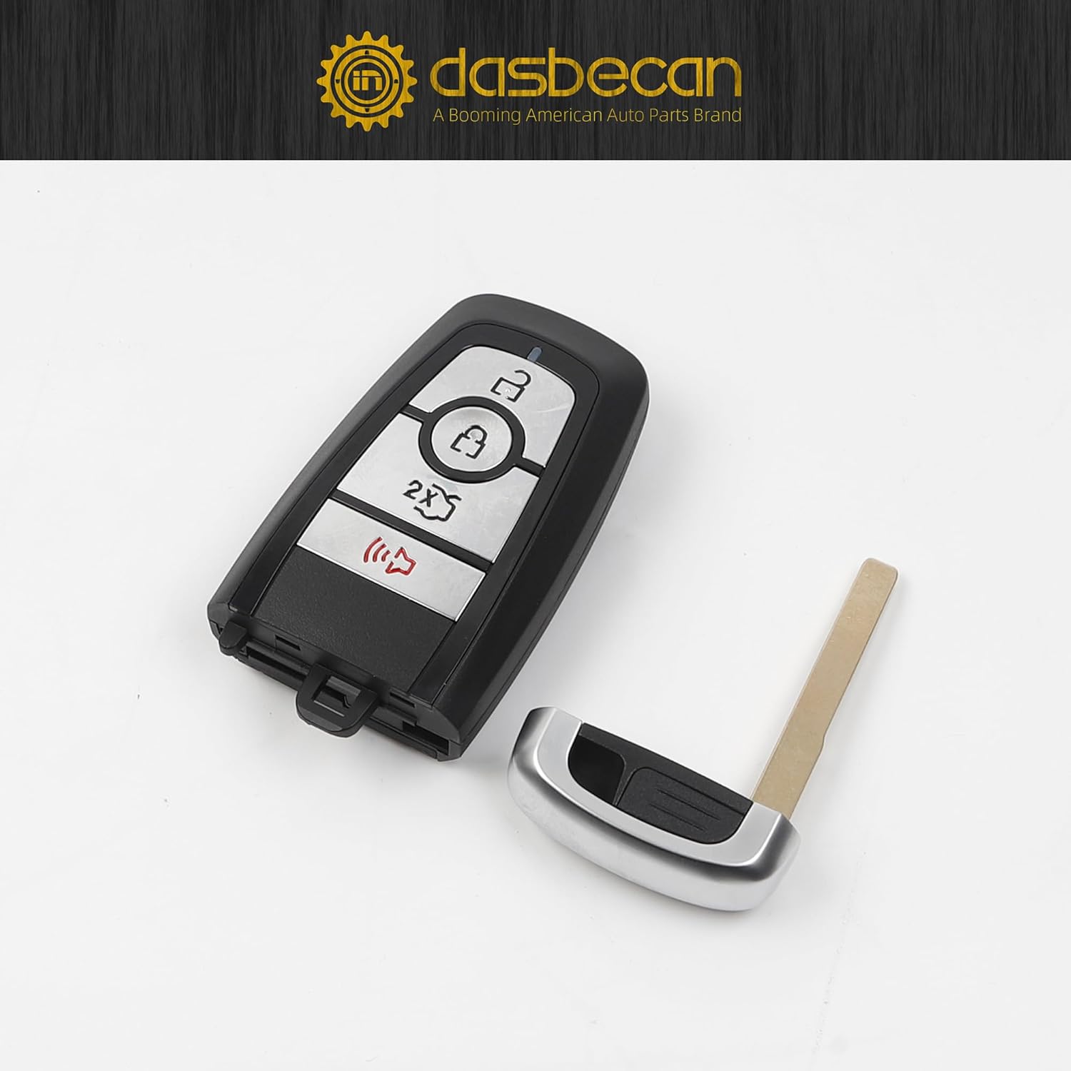 Dasbecan Key Fob Replacement Keyless Entry 4 Buttons Compatible with 2017-2021 Ford Fusion 2018-2022 Ford Mustang Smart Remote Control Replace# FCC ID M3N-A2C93142300 P/N 164-R8150