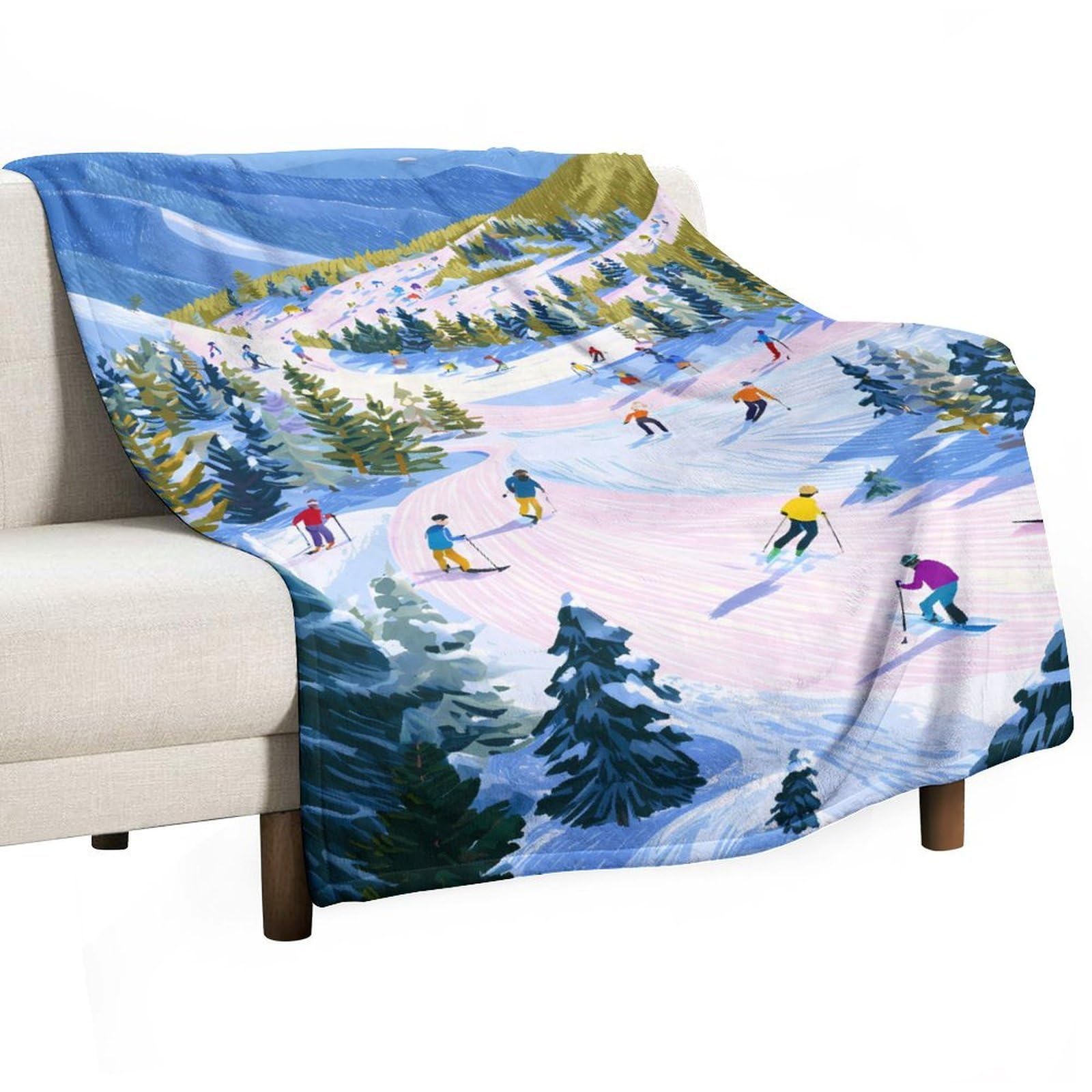 CGSBNGHA Ski Slope Flannel Fleece Blanket Lightweight Soft Throw Blankets for Sofa Couch Bed Chair