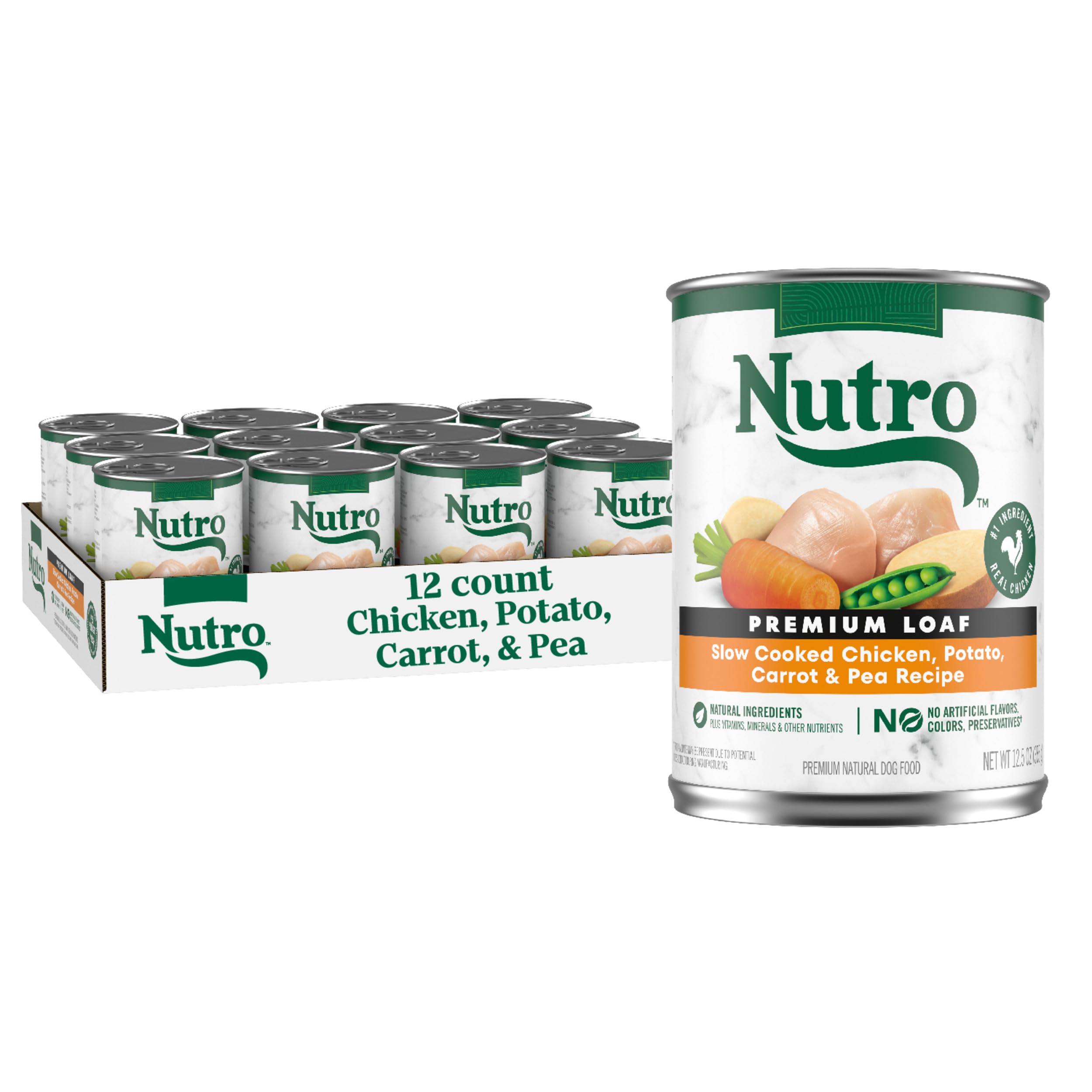 Nutro Natural Choice Premium Loaf Adult Wet Dog Food Chicken Recipe 12.5 oz Cans (12 Count, Pack of 1)