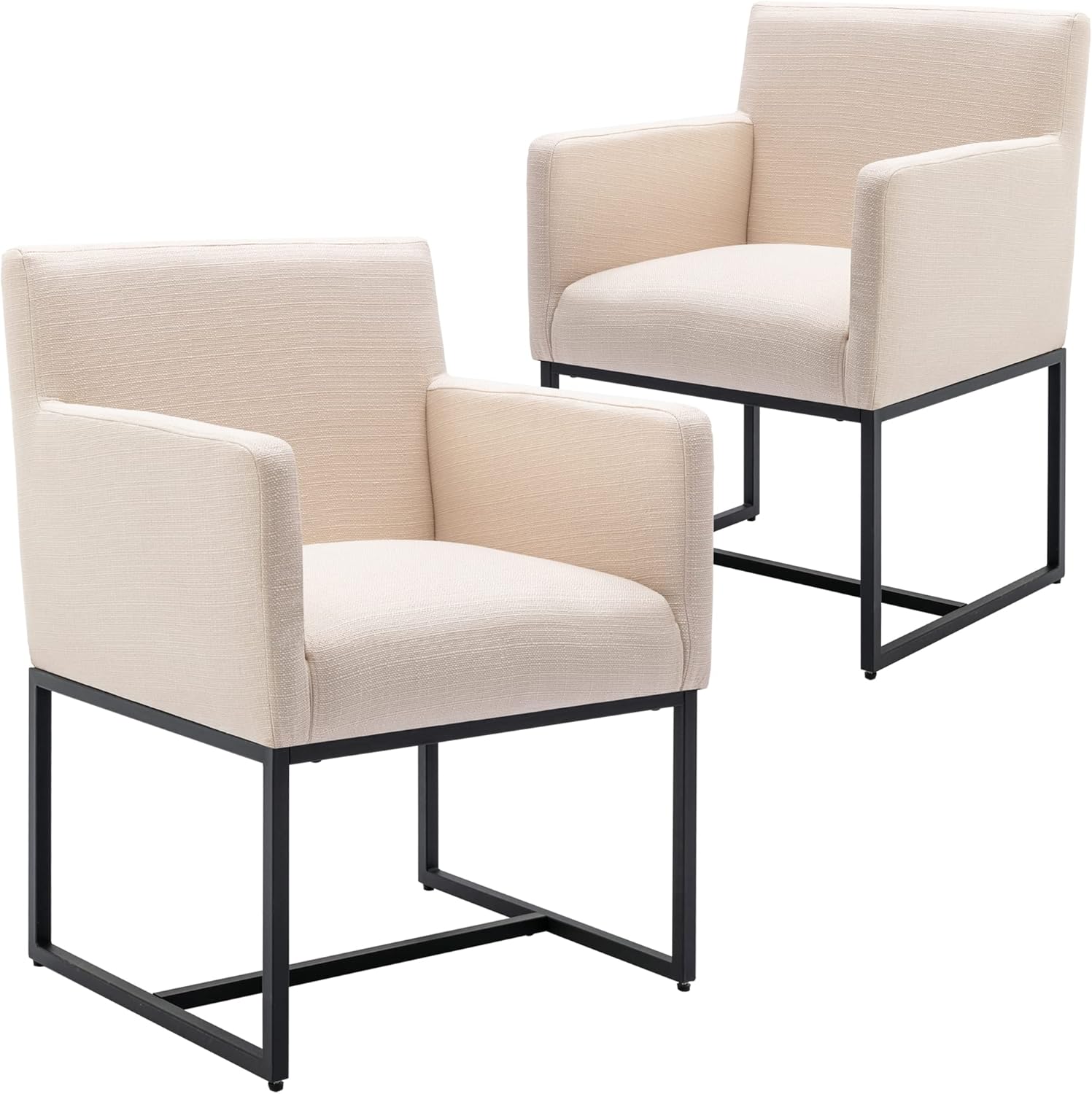Amazon.com - Wahson Set of 2 Linen Upholstered Modern Dining Chair with Arm, Contemporary Dining ...