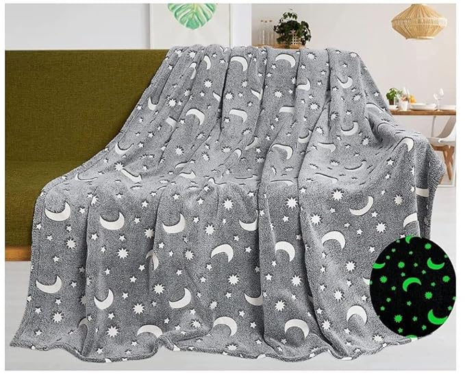 Arcanine Glow in The Dark Galaxy Blanket Soft Fleece Throw. Great Birthday, Baby, Toddler Galaxy Gifts for Girls! All Seasons Premium Fuzzy Blanket with Fairy, Butterfly, Stars Bright Long-Last Glow