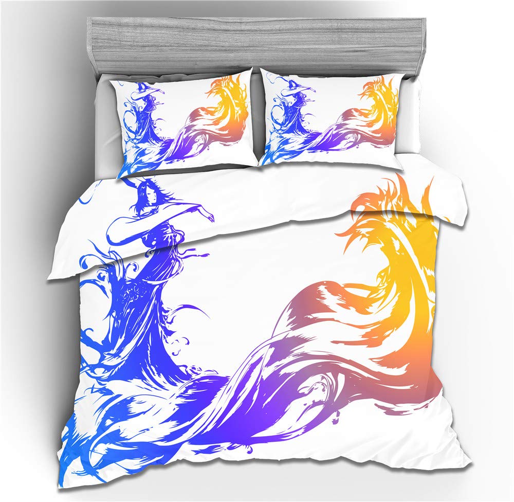 Nichiyo 2 Final Fantasy Bed Linen Set - Duvet Cover And Pillowcase, Microfibre, 3D Digital Print, Three-Piece Bed Linen (Duvet Cover + Pillowcases) (, Single 135 X 00 Cm)