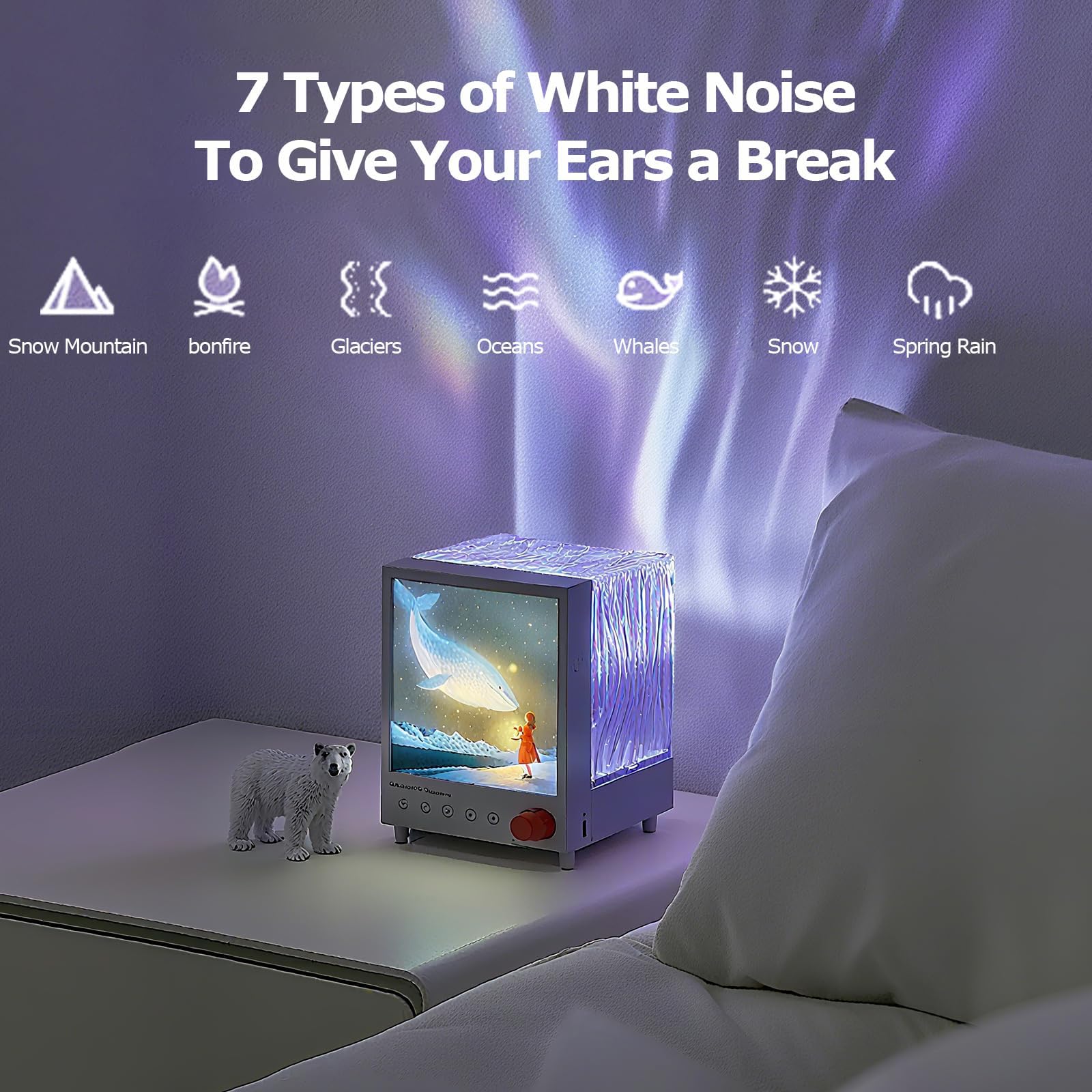 Proiettore Galassia Con Altoparlante Bluetooth, Spettacolo Di Luci Aurora E 7 Suoni Naturali, Luce Notturna Ambient Ricaricabile Da 1200mah, 10 Ore Di Riproduzione Per Camera Da Letto, Sonno E Decoraz