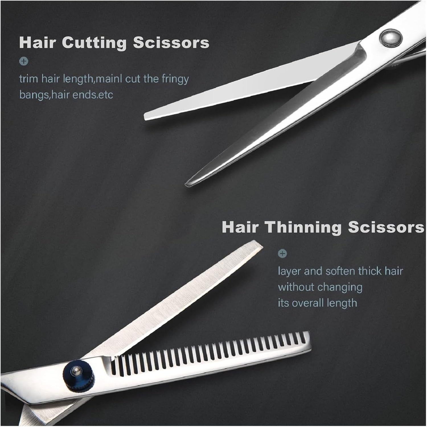 Hair Cutting Scissors Kit 11pcs Stainless-Steel Sharp Barber Hairdressing Shears Set Thinning