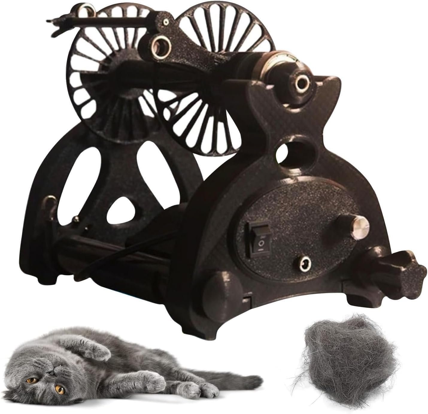 Electric Small Spinning Wheel, Adjustable Speed Wool Yarn Winding Machine,12v Automatic Yarn Spinning Wheel, 800rpm Maximum Speed,with Pedal(Black,Countless)
