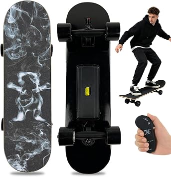 Electric Skateboard with LCD Remote, 15.5 Mph Top Speed, 9.3 Miles Range, Single Hub Motor, Climbs 18% Hills, 4 Speed Modes, Smooth Braking, Electric Longboard for Adults,Teen,Beginners D