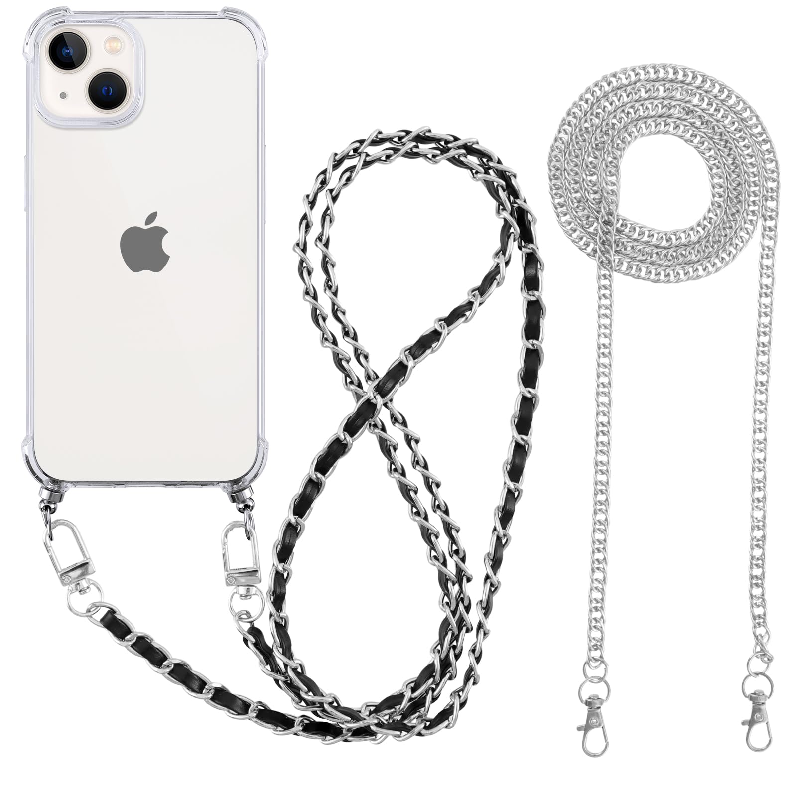 Ethanger Magnetica Cover con Cordino per iPhone 13/iPhone 14 Custodia con 2 Vetro Temperato, Trasparente Ultra Sottile Antiurto Silicone Protettiva Cover con Laccio per iPhone 13/14 Oro