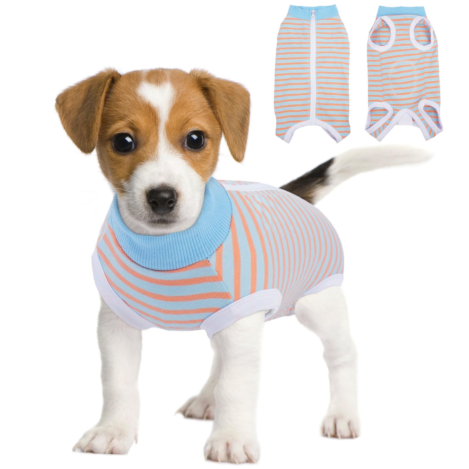 BRKURLEG Small Dog Recovery Suit After Surgery Female Male, Blue Orange L