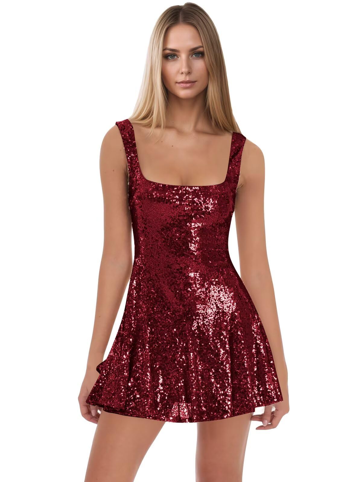 Koendye Short Sequin Homecoming Dresses for Teens A Line Sparkly Mini DAMA Dress Cocktail Party Gown HO17