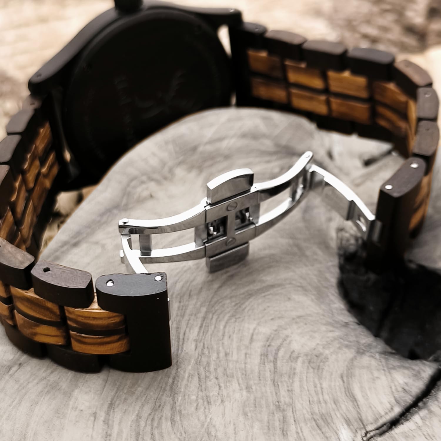 Holzwerk Germany Handgefertigte Herren-Uhr Öko Natur Holz-Uhr Holz Armband-Uhr Braun Blau Buche Gold Schwarz Silber Zebra Bunt Muster Analog Quarz-Uhr Datum und Wochentag Anzeige