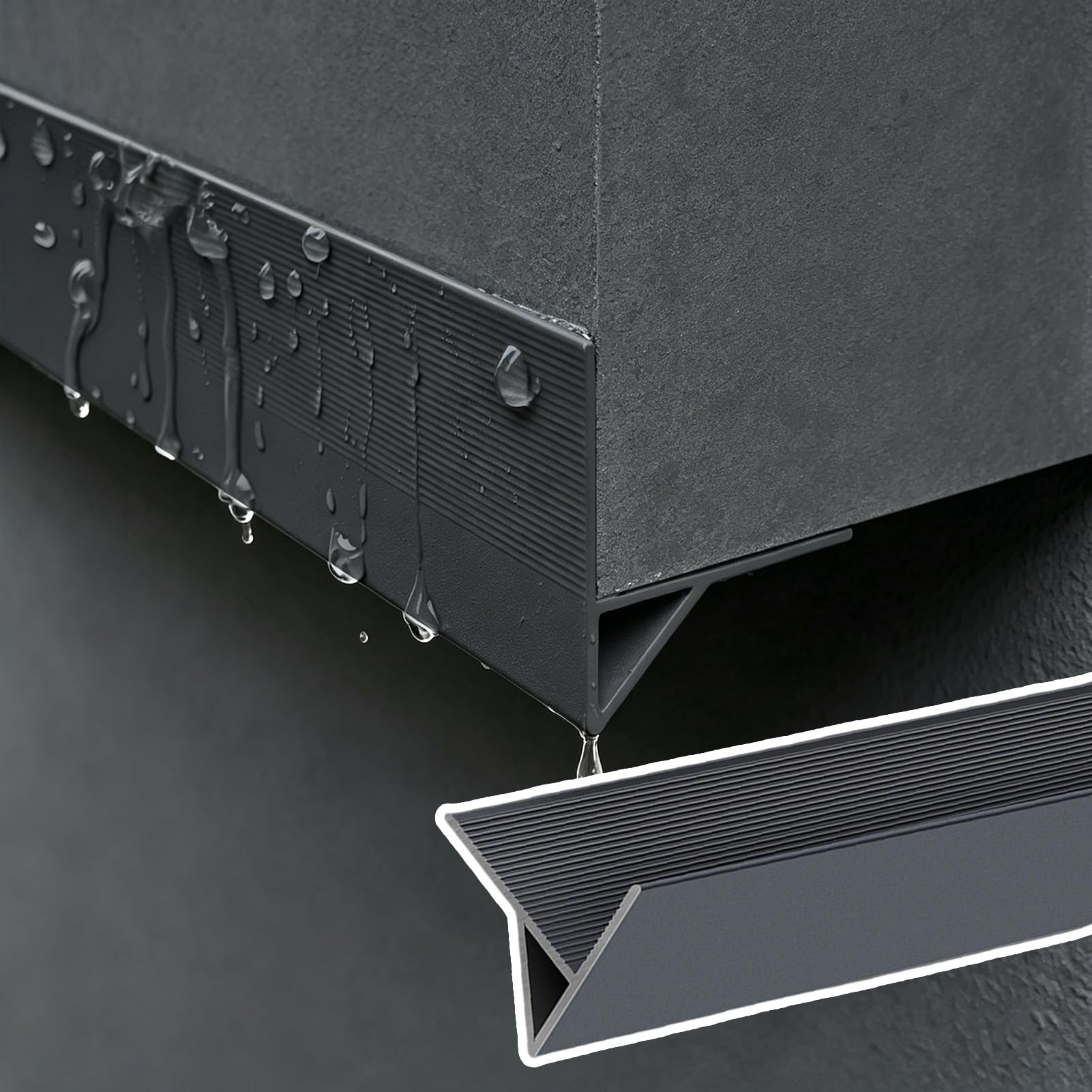 Guía de agua de aluminio resistente y perfil de goteo para tejado exterior
