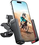 Miracase Bike Motorcycle Phone Holder, [1s Quick Lock] Bicycle Phone Mount Handlebar Cell Phone Clamp for Scooter, Compatible with iPhone Samsung Google