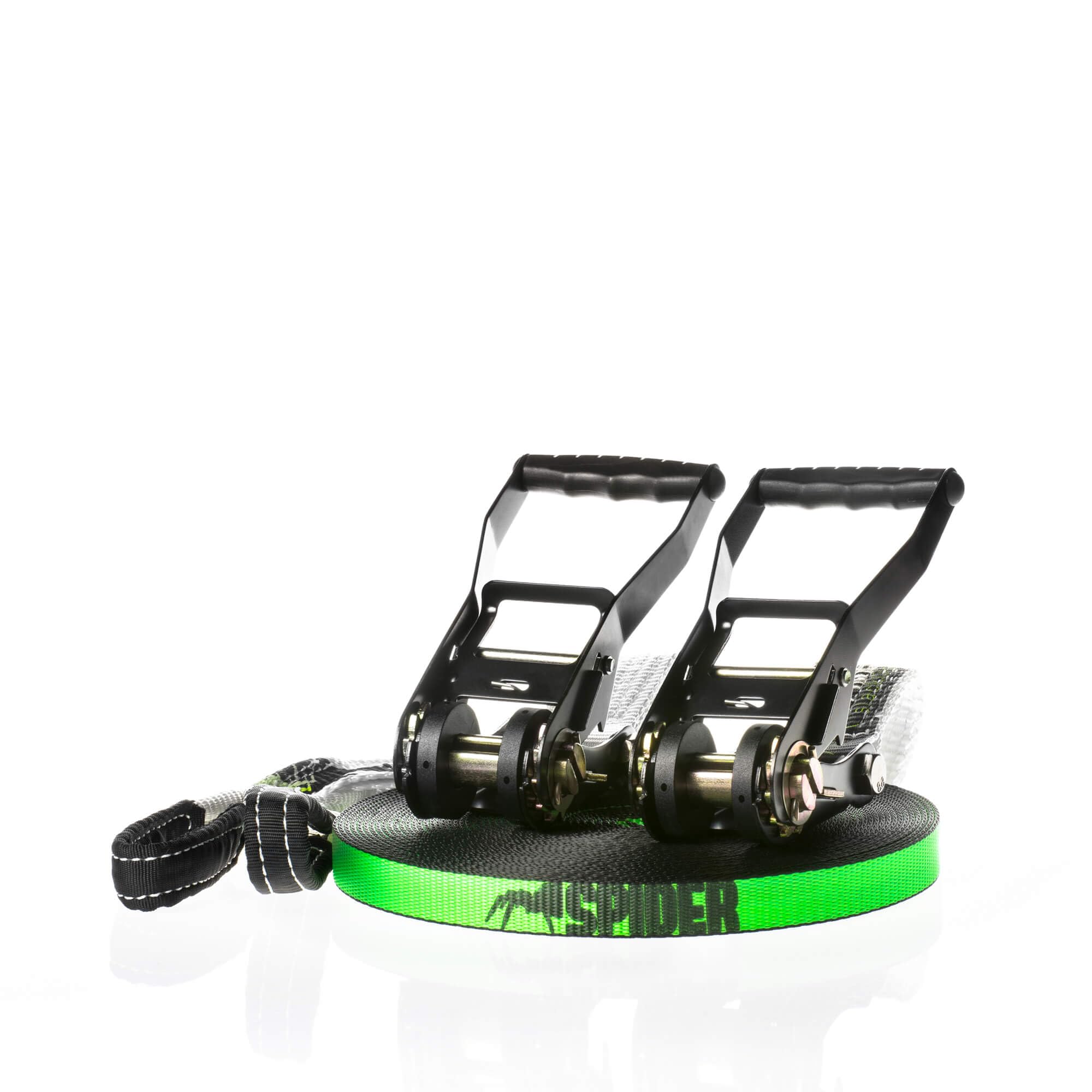 LKS01 Longline Slackline Kit - Fly Line 25-2X Ergonomic Handle Tensioner - Storage Bag - Intermediate Slackliners and Expert Slackliners - Strap Length 25 m