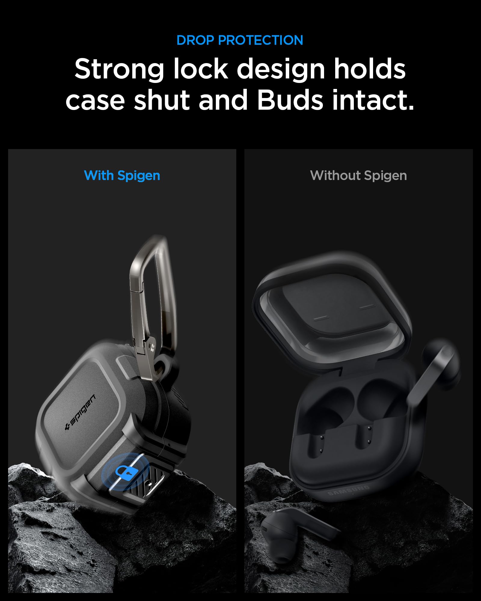 Spigen Cover Lock Fit Compatibile con Samsung Galaxy Buds 4 Pro/Galaxy Buds 4 (2026) - Nero Opaco