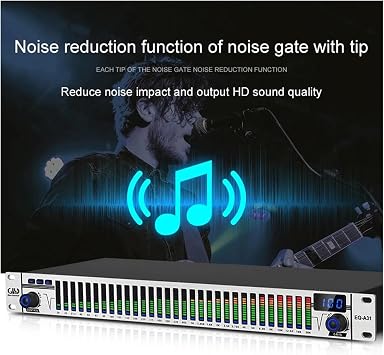 Graphic Equalizer EQA31 31 Bands Graphic Sound Equalizer DSP Processor Profesional Digital Audio Equalizer DJ Studio Recording Effect Equalizador(Silvery)