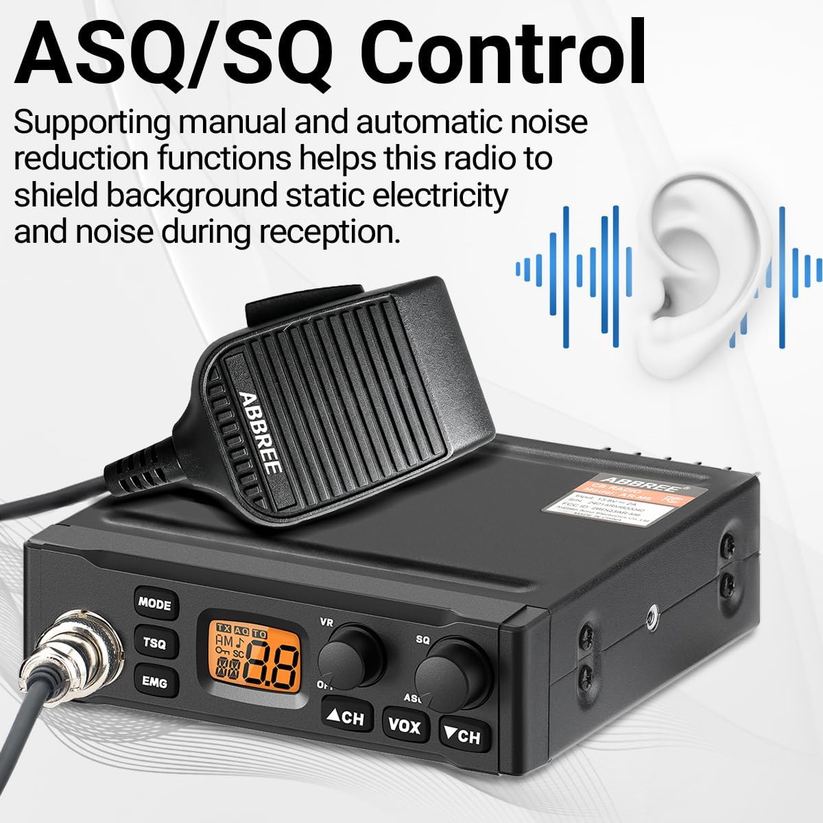 ABBREE CB Radio with Magnetic Mount Antenna for Truckers Long Range AM FM Professional CB Radios,Compact Design,Instant Emergency Channel 9/19,Full 40 Channels,Handheld Mic,LCD Display,VOX