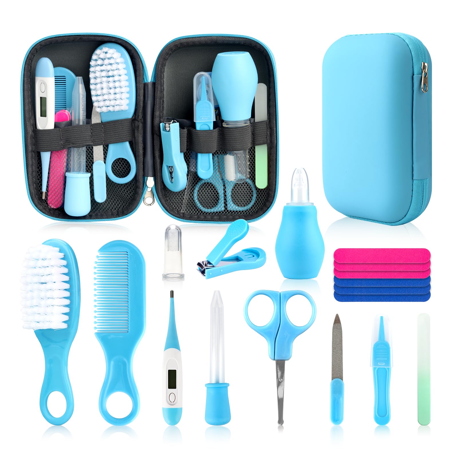 Qunlions life Baby Grooming Kit, Infant Safety Care Set with Hair Brush Comb Nail Clipper Nasal Aspirator,Baby Essentials Kit for Newborn Girls Boys