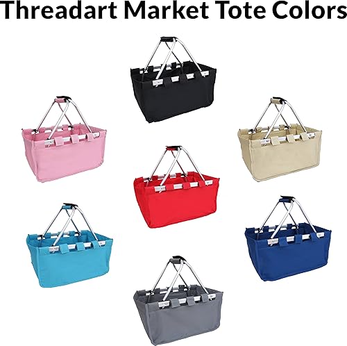 Miniatura 6 de Threadart Cesta de mercado plegable grande  Rosa  Marco de aluminio  Tela de poliéster  Práctico diseño plano plegable  Bolsa de compras